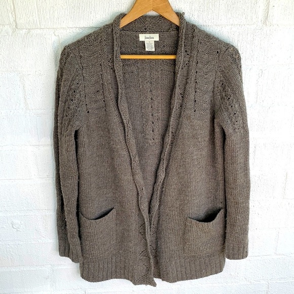 Neiman Marcus Open Front Gray Knit Cardigan Wool Sweater sz S - Picture 1 of 5